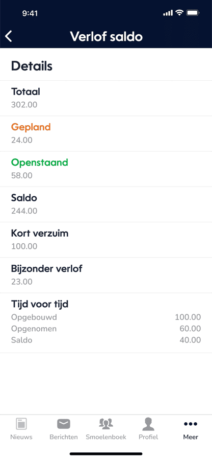 Saldo-overzicht in de app