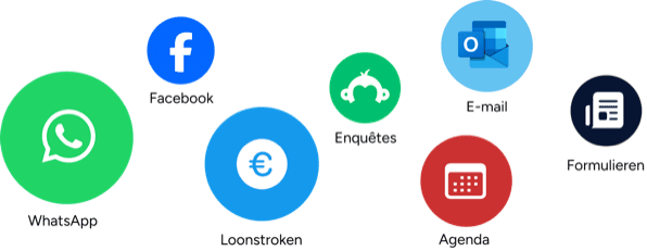 Losse apps: WhatsApp, Facebook, e-mail, agenda